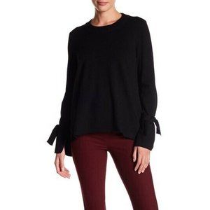 Catherine Malandrino Crew Neck Tie Cuff Long Sleeve Sweater Top Small Black